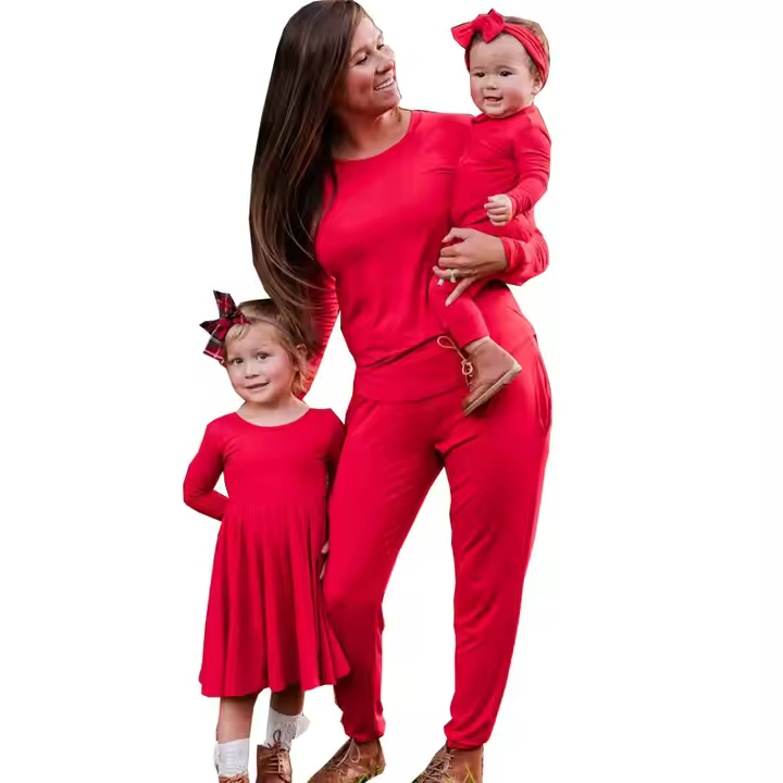 Customized Design Soft Bamboo Sleepwear Kids Pjs Set Christmas Pajamas Family Matching Outfits