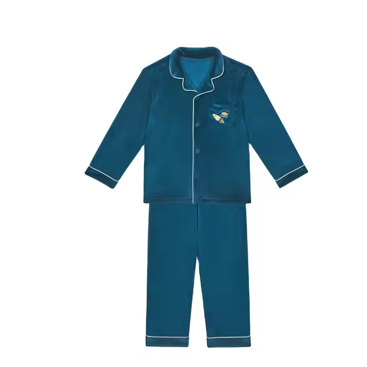2025 Custom Solid Kids Pajamas Long Sleeve Unisex Kids Velvet Velour Pajamas Set Girls Boys Long Sleeve Baby Sleepwear