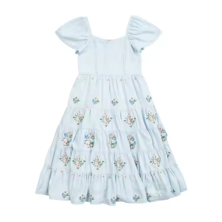 Elegant 2024 European Style Floral Girls Dress Kids Formal Chiffon Sleeveless Dress With Flower Decoration for Summer for Youth