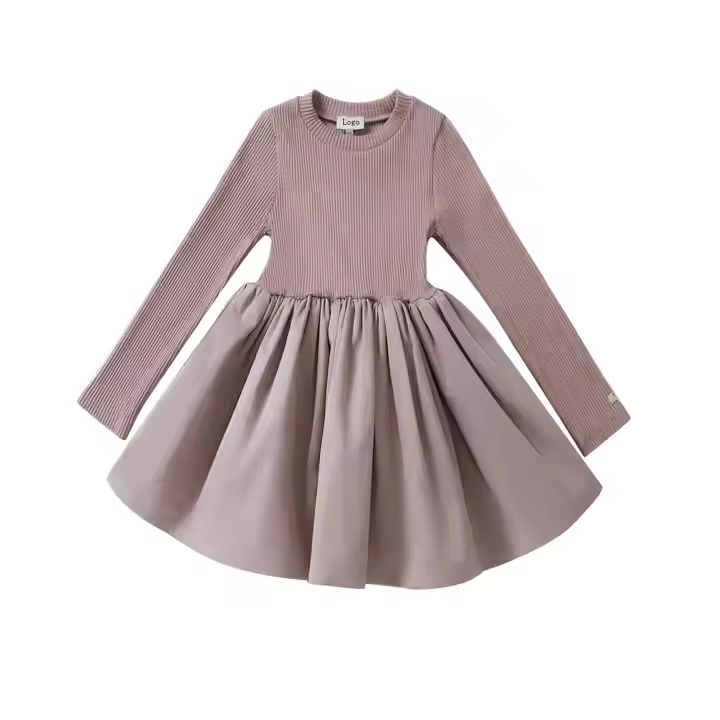 Factory Wholesale New Design Kids Wear Clothes Fall Winter Casual Girl Dress Lace Decoration for Autumn Season Woolen Fabric