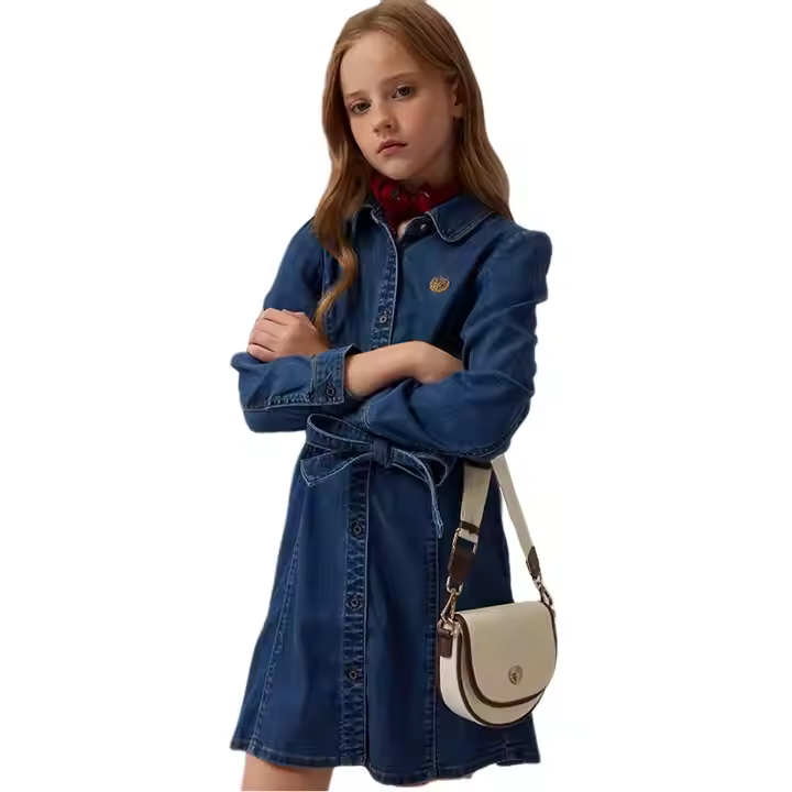 Wholesale Winter Custom Boutique Casual Clothing Teenage Designers Clothes Brand Girls Kids Fashion Dresses Girls Denim Dress