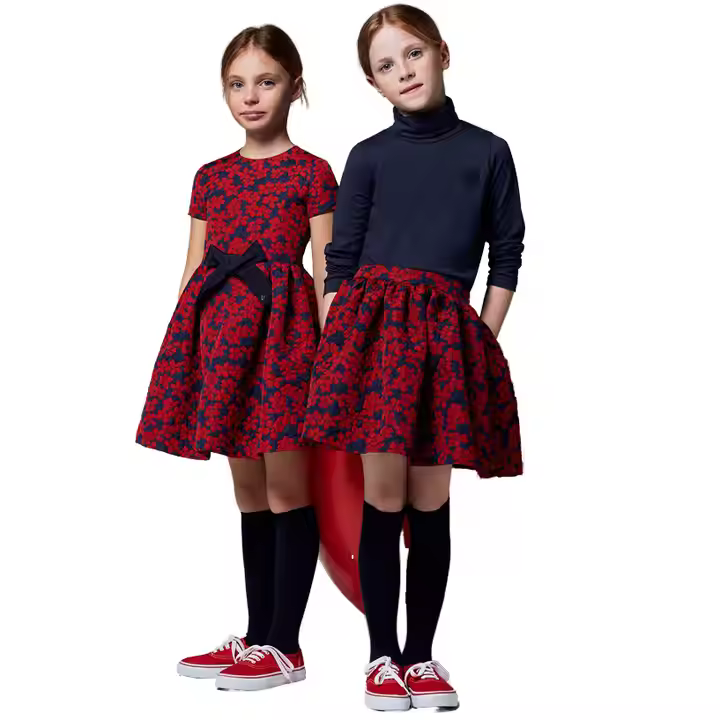 OEM & ODM Fashion Summer Dresses Girls Custom Private Label Collection Mixed Print Patterns Matching Outfits Sisters Children