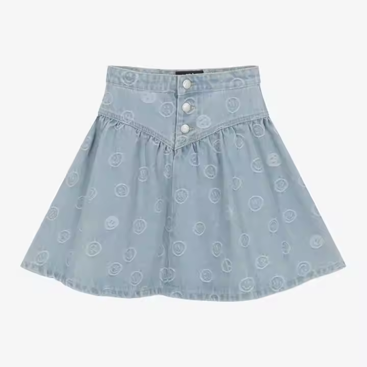 Women's Vintage Floral Mini Denim Jean Skirt Plus Size for Girls and Children Breathable Feature