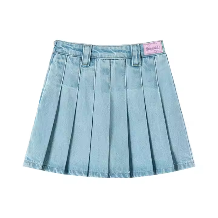 Sweet Style Girls' Knee-Length Jeans Skirt with Breathable Lace Decoration for Women's Age Group