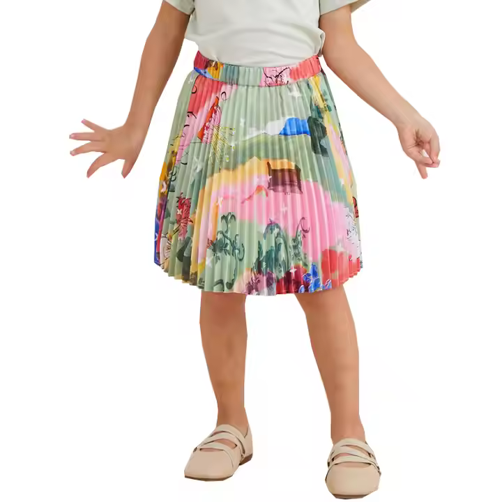 Customized Your Own Print Pleated Toddler Skirt for Kids Girls Knee Length Skirt Kids