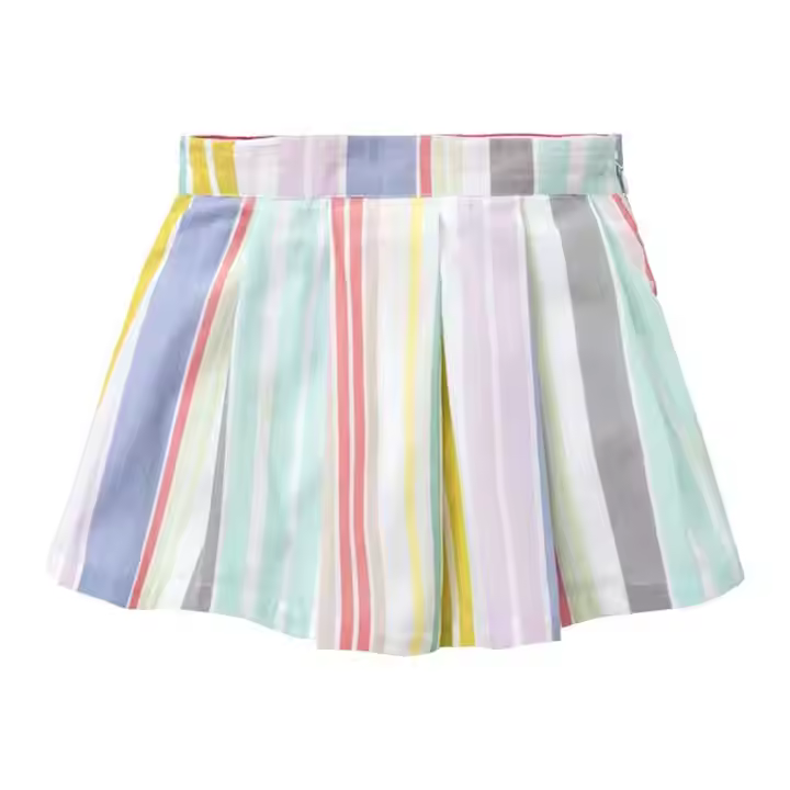 2025 Factory Best Selling High Quality Colorful Casual Stripe Short Skirt Summer Pleated Girls' Skirts With Side Zipper