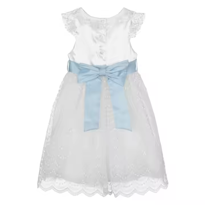White A-Line Princess Girl Dress with Summer Crocheted Sleeveless Dot Pattern O-Neck Kids Size 56 for Age 11 Children ODM Supply