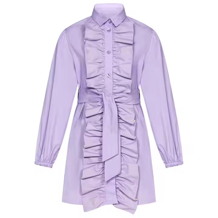 Wholesale 2024 Summer Dress for Kids Girls Sweet Peter Pan Collar With Ribbon Decorations Woven Fabric 15-Year-Old Autumn Season