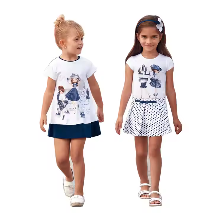 Girls' Casual Summer Dress Crocheted A-Line Style with Buttons Short Sleeve & Knee-Length for Age 11 Children
