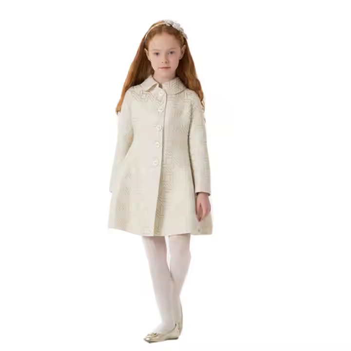 Girls coat dress quality polyester cotton long sleeves fall style design customized