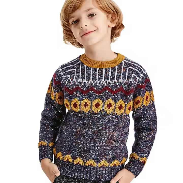 Professional OEM/ODM Characteristic Winter Long Sleeve Knit Sweater Custom Boutique O-neck Daily Wear Boy's Sweaters Pullover