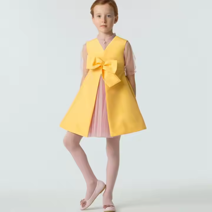 Guangzhou Factory ODM or OEM Kids Party Dresses for Girls Tulle Sleeve Beautiful Girl Dress 6 to 14 Years