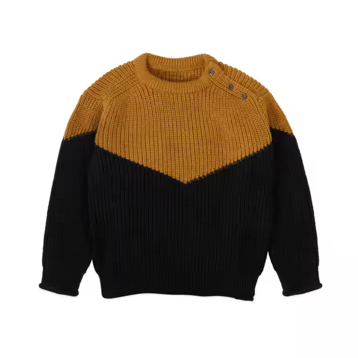Customized Two Tones Boys Chunky Sweater Knitted Kids Pullover Sweater