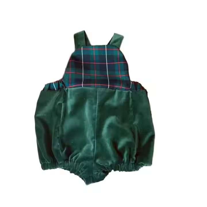 Unisex Velvet Baby Romper Diaper Sizes 0-24 Month Plaid Pattern Customization Collection Guangzhou Factory