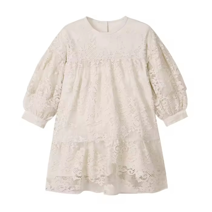 NEW Arrival Lace Dress 7-16 Years Girl Dress Long Sleeve Cotton Girl Casual Dresses Wear for Autumn Spring Hot Sale Products