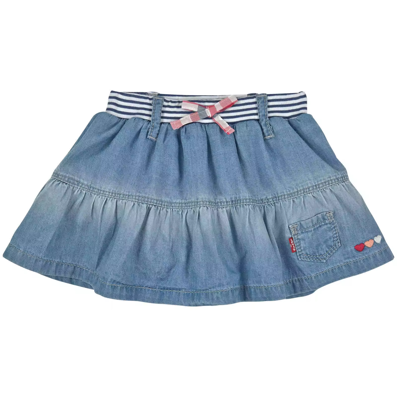 Casual A-Line Denim Skirt for Girls Breathable Kids Short Sleeve Jeans Embroidery O-Neck Summer-Friendly Design for Children
