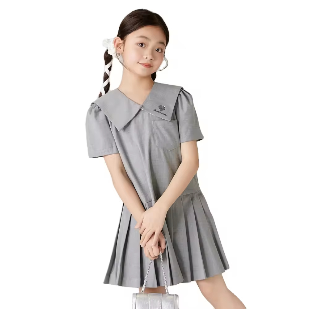Custom Girls Floral Printed Knee-Length Dress for Kids Summer Party Outfit for Teenage Girls Age Group Children Summer Party