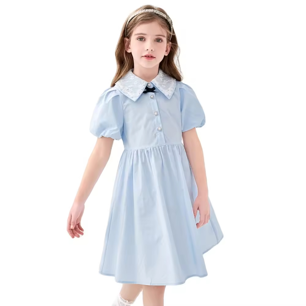 Floral Pattern O-Neck Collar Summer Dress for Girls Aged 12+ Sustainable Fashion Party Style Knee-Length Plus Size
