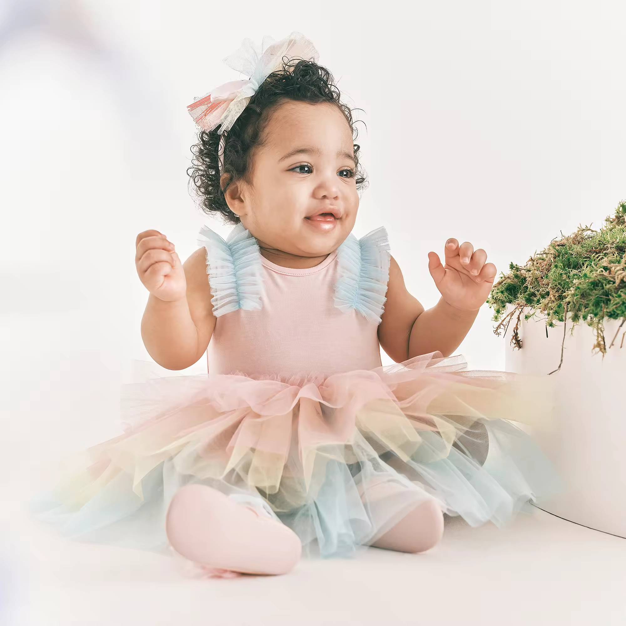OEM or ODM Baby Girl Tutu Dress With Rainbow Color for 1 Year Toddlers 100% Cotton Summer Apparel