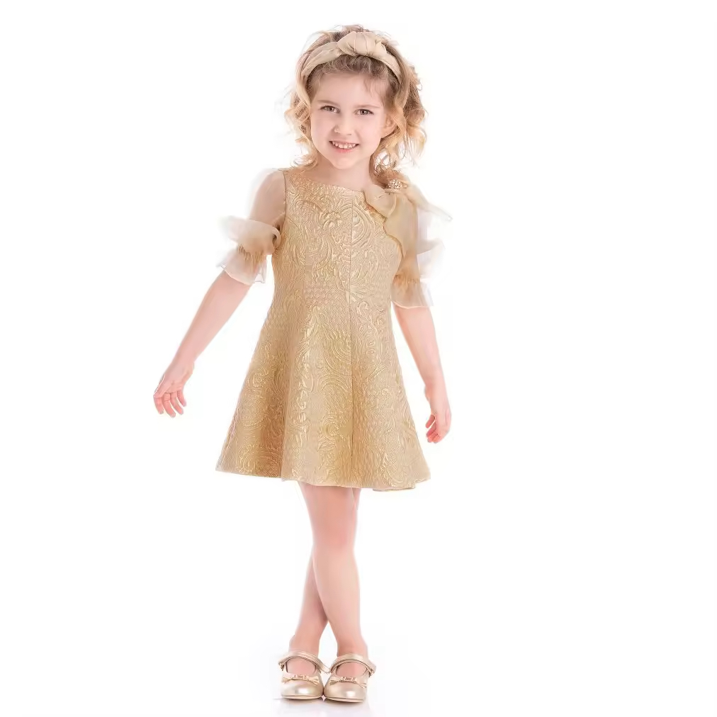 Floral Linen Tutu Dress 2-Year-Old Baby Girls Short Sleeves Western Style Party Dress Summer Birthday Parties