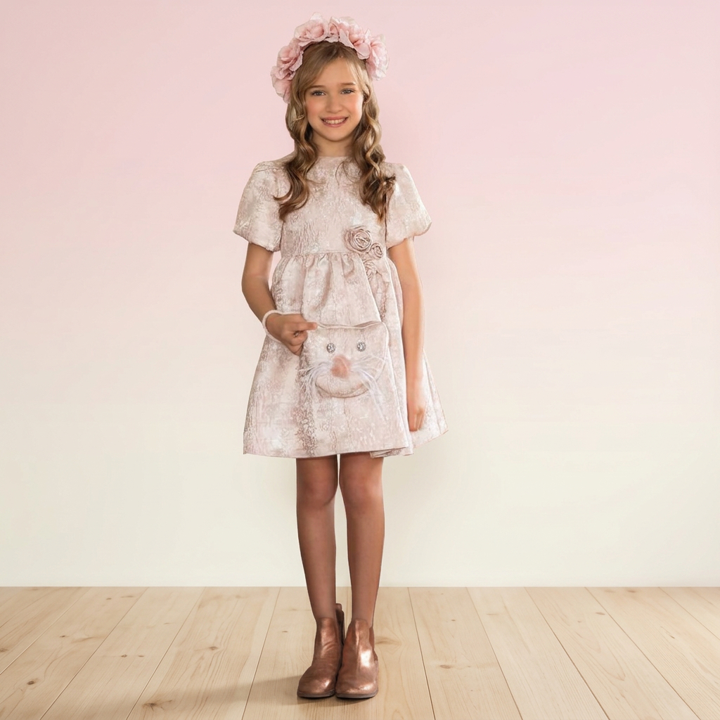 Private Label Birthday Flower Girl Dress for Girl 2-10 Year Baby Dress With Bow at Waist