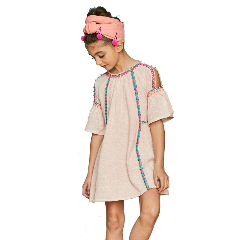 Fashion Off Shoulder Elegant Dress Kids Girl With Your Own Brand Name